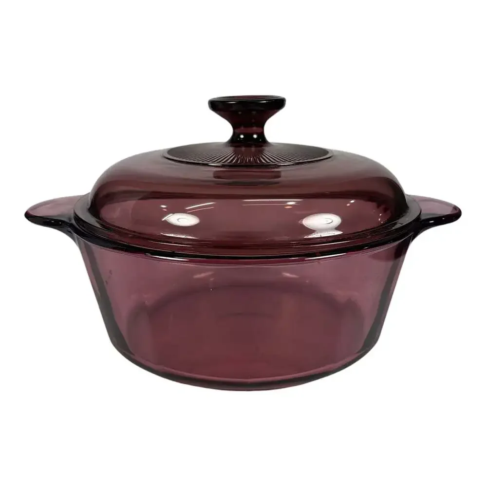 Vintage Visions Corning Cranberry Casserole Dish Dutch Oven 2.5 QT #1156 w/ LID